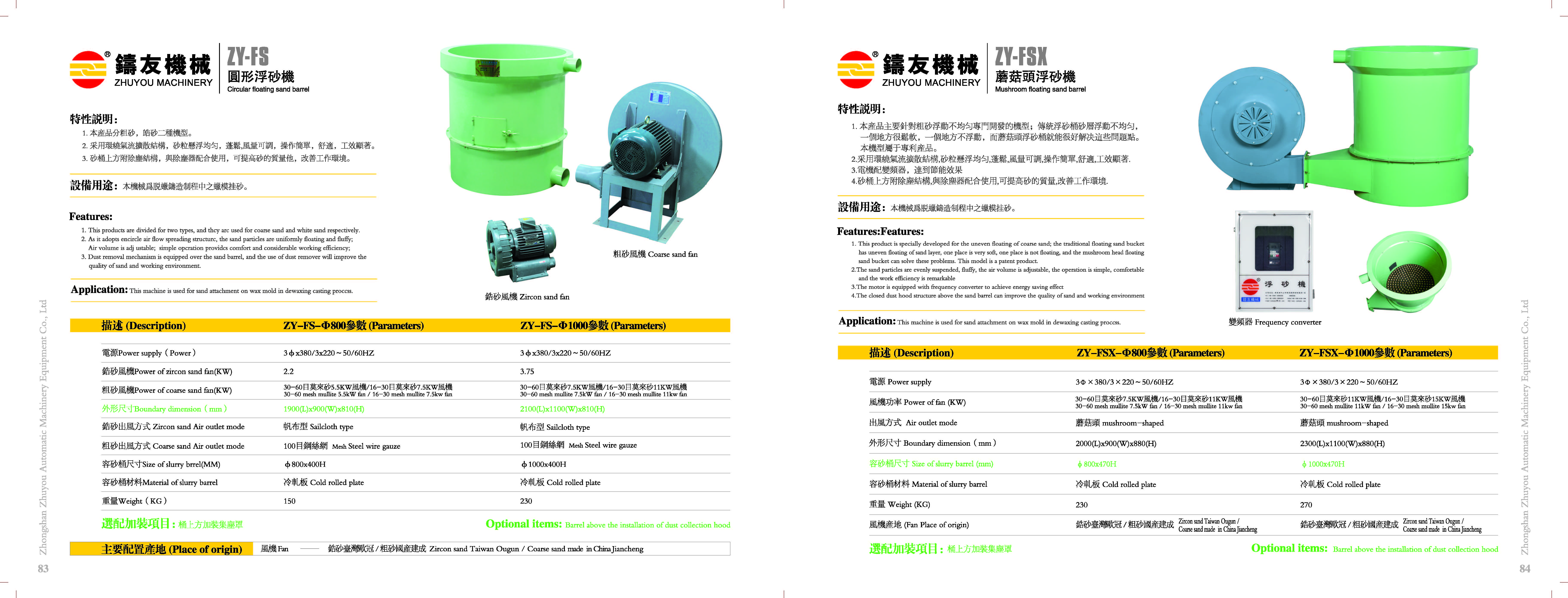 Mushroom head sand floating machine (ZY-FSX-S) P82 text